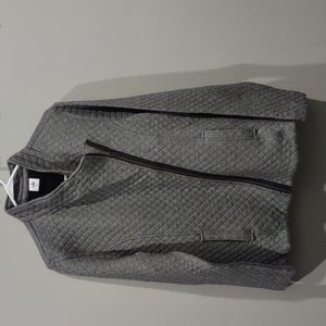CAbi Quilted Gray Cross-zip Jacket. Medium weight, size XL.